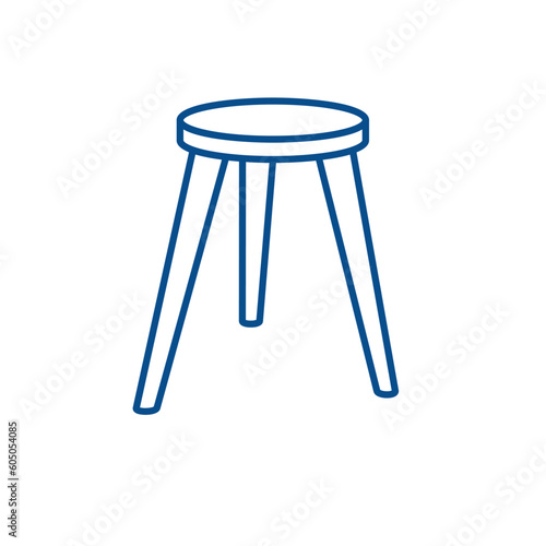 Three-legged stool outline icon. Clipart image isolated on white background