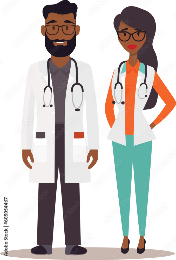 Male and Female black Doctors. vector design illustration isolated on white background