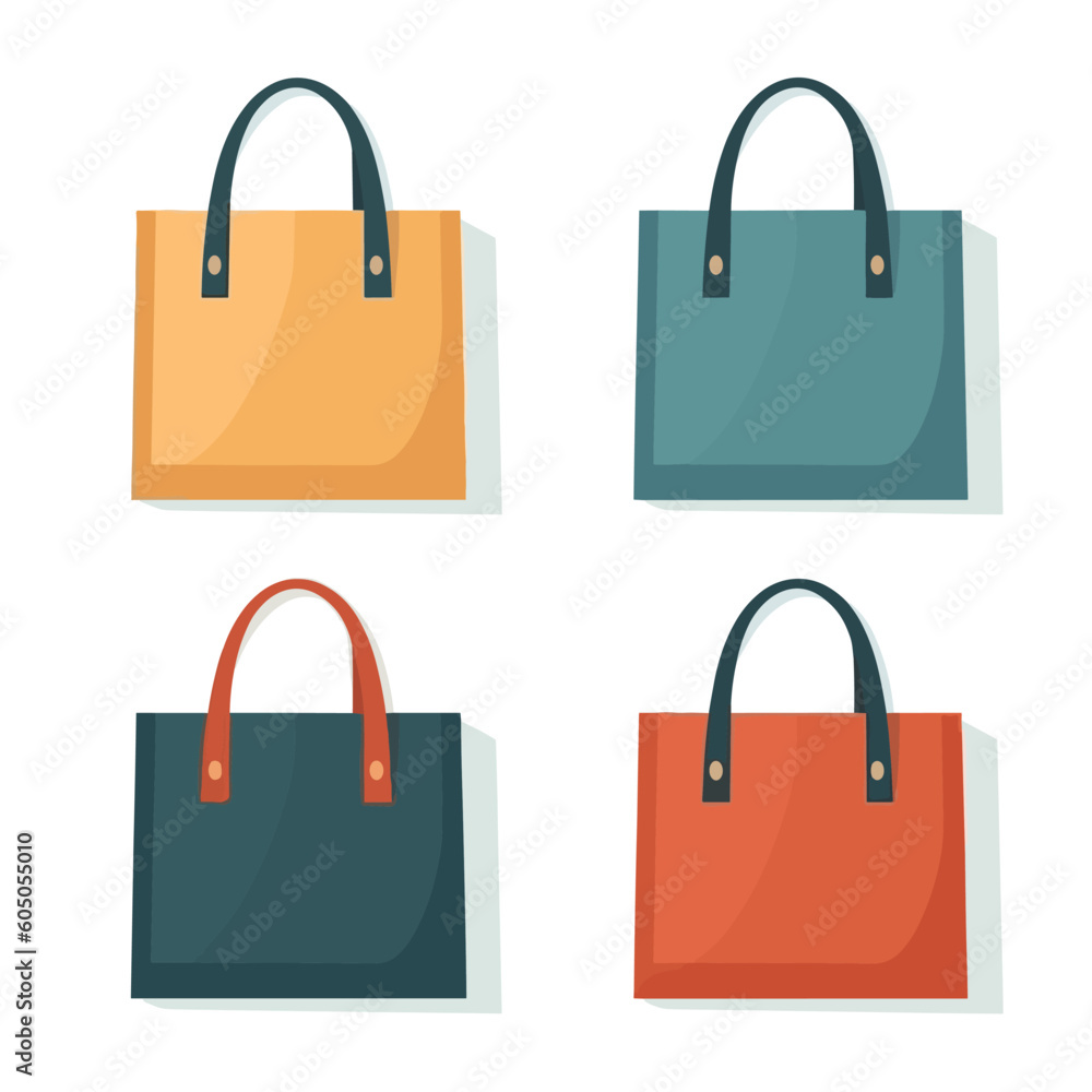 Tote bag set vector isolated Tote bag set vector isolated
