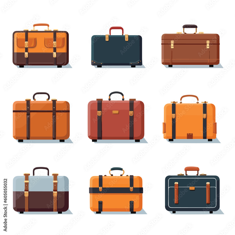 Business suitcase set vector isolated Business suitcase set vector isolated