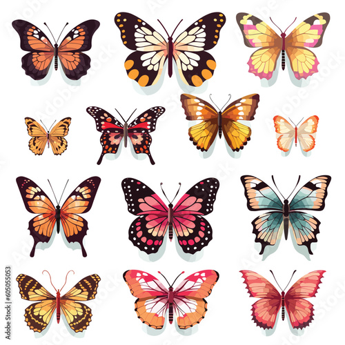 Butterflies set vector isolated on white © Zaharia Levy