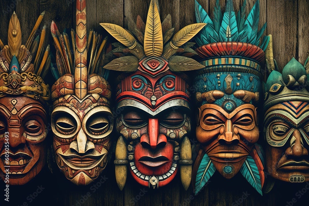 mask on wooden background