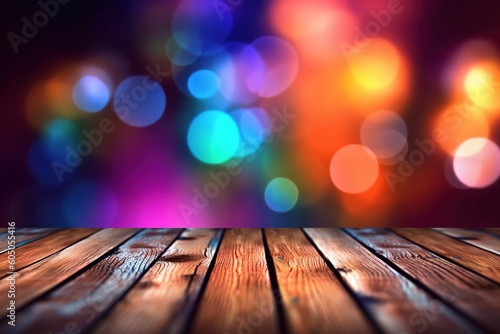 wooden background with bokeh