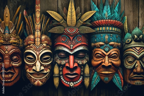 mask on wooden background