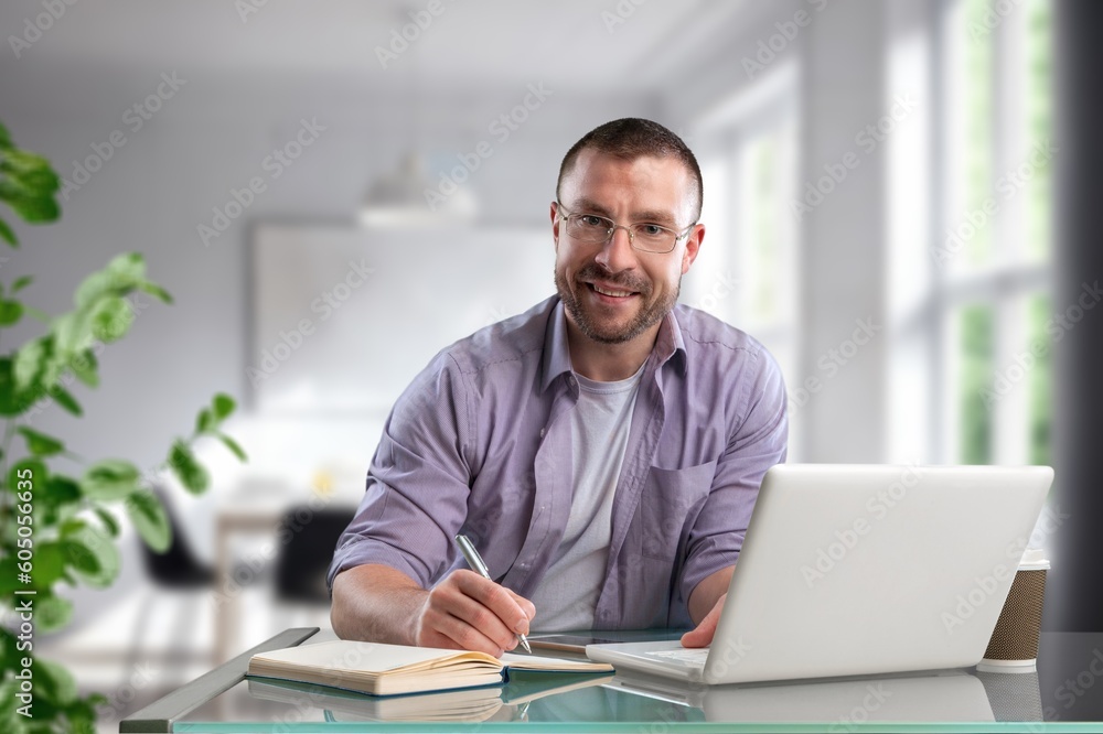 Young business man employee working Young business man employee working