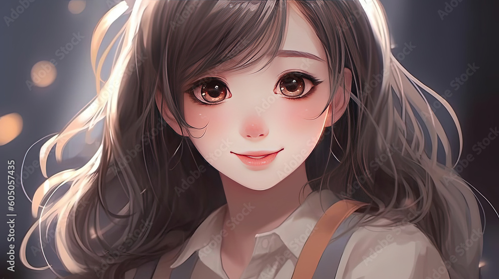 Cute anime posing with a smile Cute anime posing with a smile