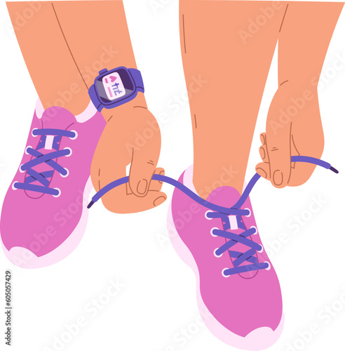 Woman Tying Shoelace