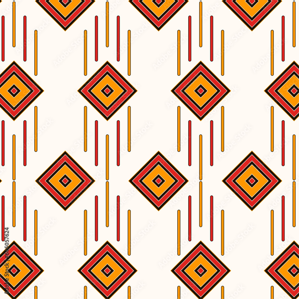 Abstract  tribal decorative illustration with geometric ornaments Seamless pattern for fabric, background, surface design, packaging, covers Vector illustration