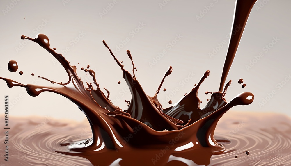 Fototapeta premium Liquid chocolate splash, moving liquid chocolate, Generative AI