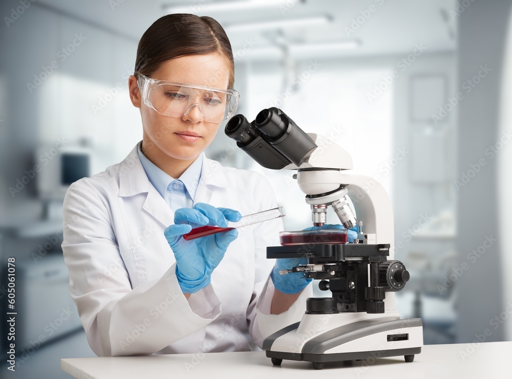 A scientist works in laboratory, do research, analytics test A scientist works in laboratory, do research, analytics test