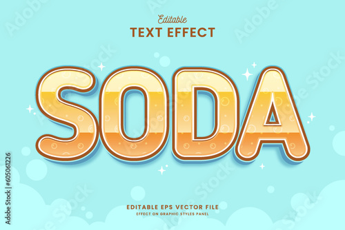 decorative soda editable text effect vector design