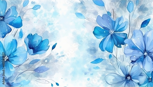 blue floral watercolor background