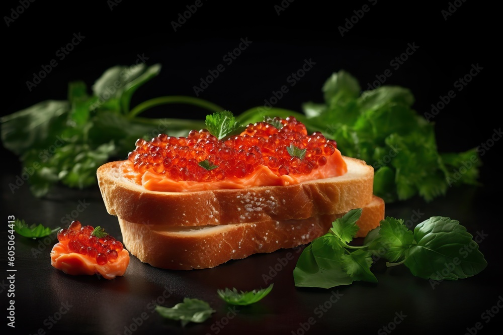 sandwich with red caviar sandwich with red caviar