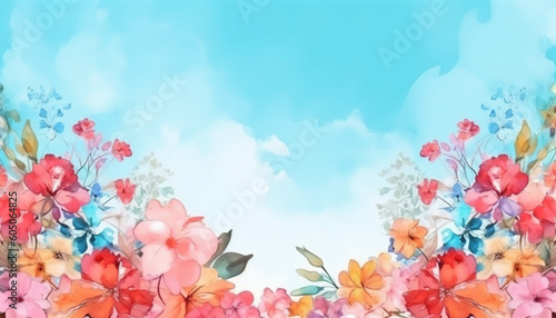 summer floral watercolor background