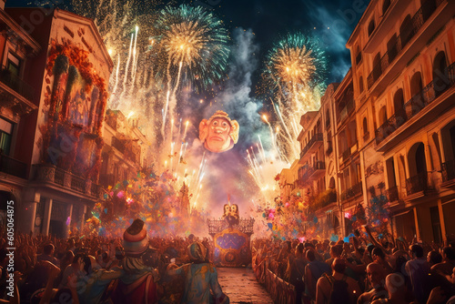 Las Fallas Festival in Valencia, Venezuela by Generative AI