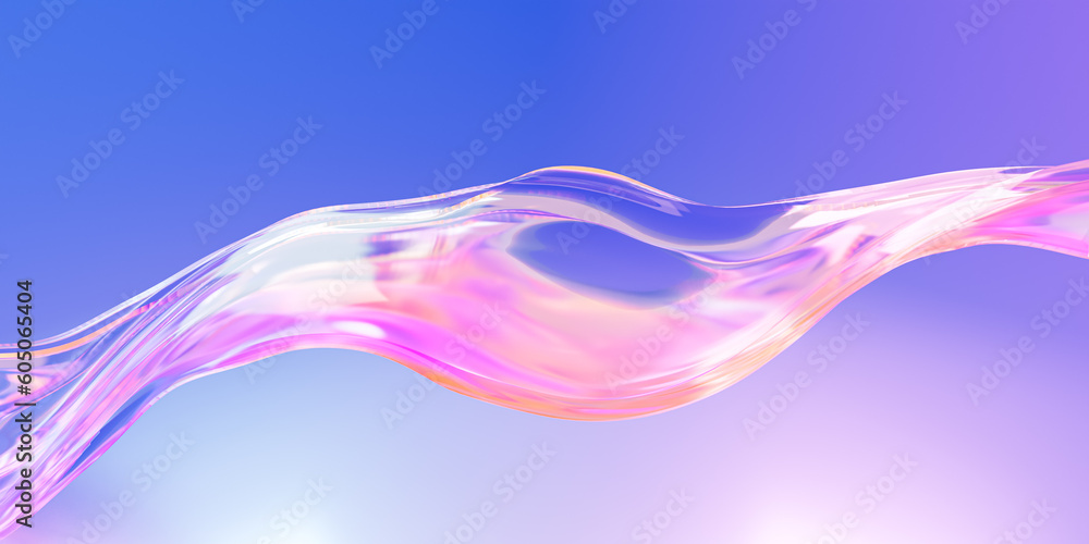 Abstract colorful gradient wave glass geometry design, minimal glossy color wavy fluid motion background, fluent style liquid cloth 3D rendering - obrazy, fototapety, plakaty 