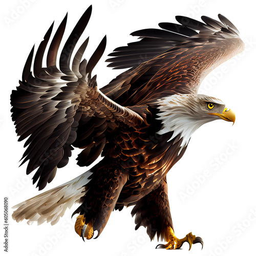 American Bald Eagle illustration for logo, tattoo or design. Generative AI