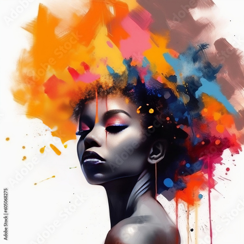 Watercolor black woman created by AI © Danilo
