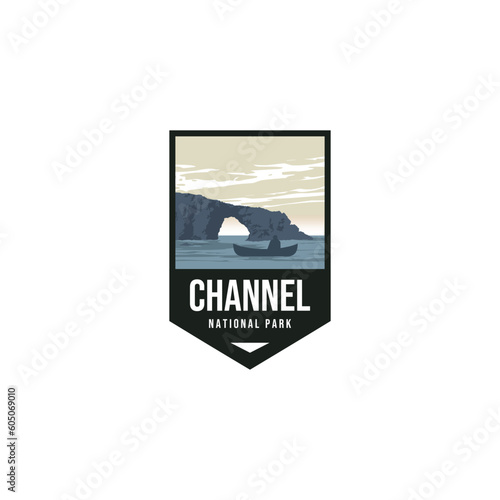 channel islands national park kayak tours, california landmark logo icon vector illustration design