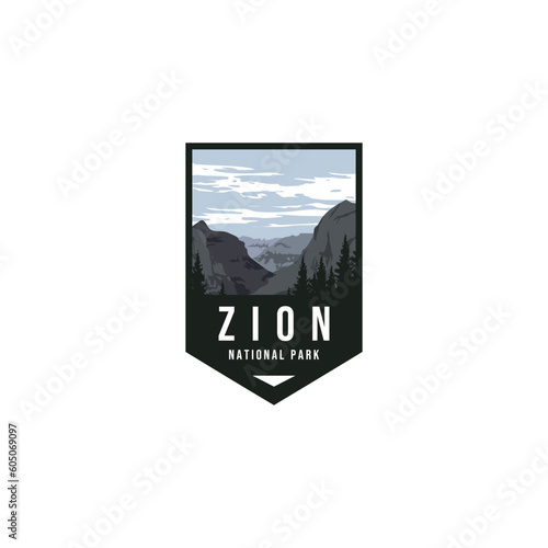 Zion National Park emblem patch logo sticker vector illustration
