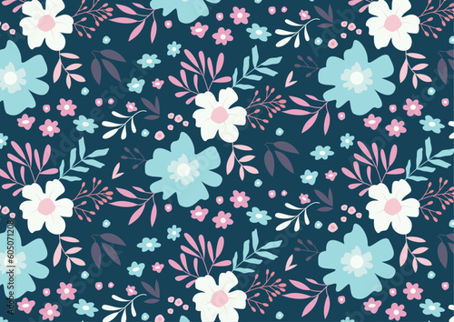 Vector pattern leaf and flower collection. Seamless vector texture.