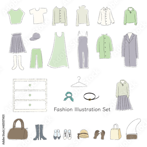 ファッションイラストのセット4