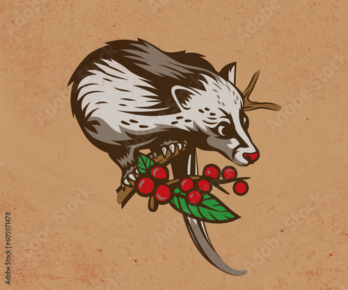 Element design logo Luwak Coffee, Luwak Coffee Logo element, Luwak kopi illustration design, element design for t-shirt, logo, backdrop. PRO vector design