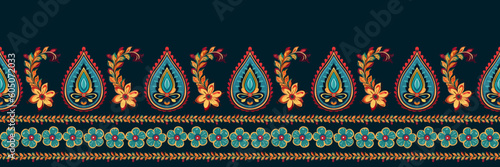 Paisley ethnic pattern design. floral pattern with paisley and indian flower motifs. damask style texture fabric for textil and decoration