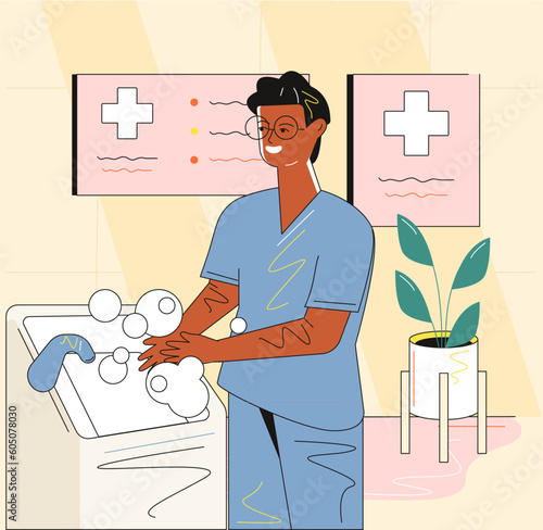 doctor is washing his hands