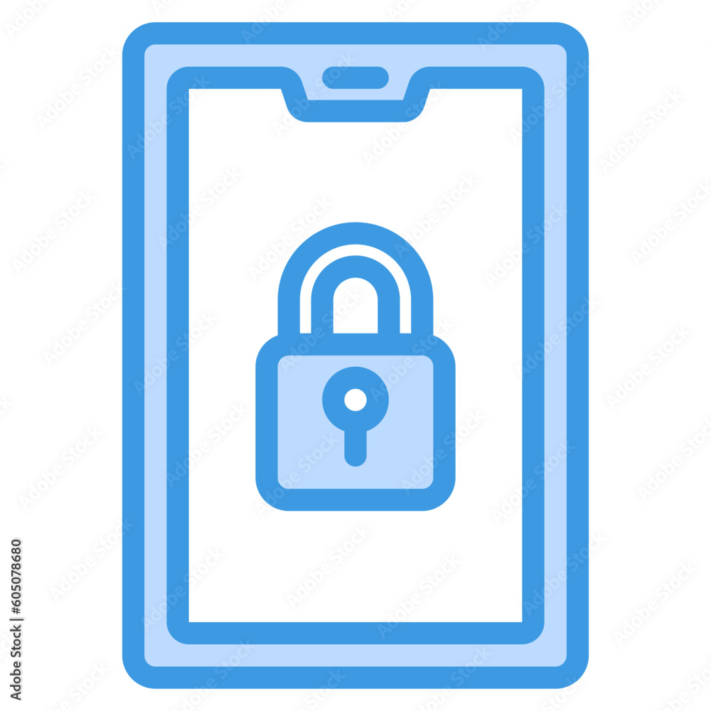 Tablet security icon in blue style, use for website mobile app presentation Tablet security icon in blue style, use for website mobile app presentation