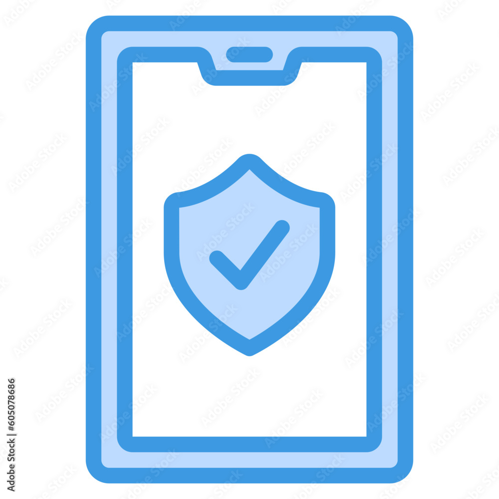 Tablet security icon in blue style, use for website mobile app presentation Tablet security icon in blue style, use for website mobile app presentation