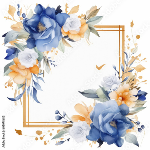  Frame for wedding invitations Trend colour of 2024, Immediately download,watercolor floral. wedding or invitation, generative AI