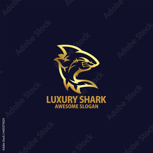 shark with luxury logo design line art