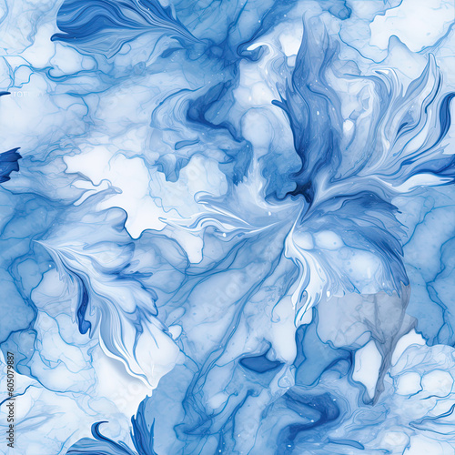 blue and white marble tile seamless pattern