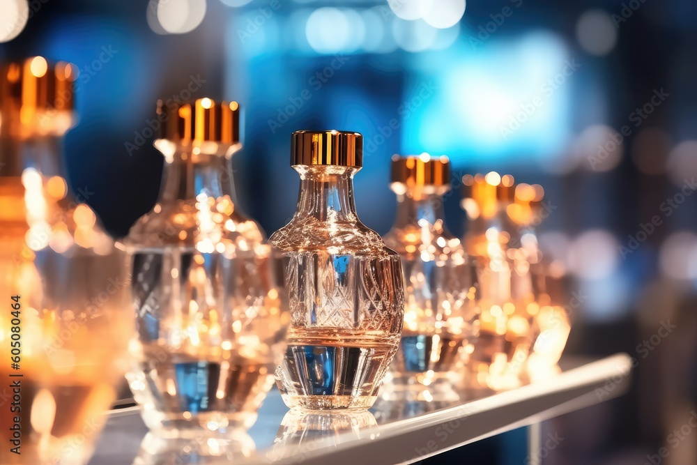 Perfume bottles in a close-up shot, macro shot - made with generative AI tools Perfume bottles in a close-up shot, macro shot - made with generative AI tools