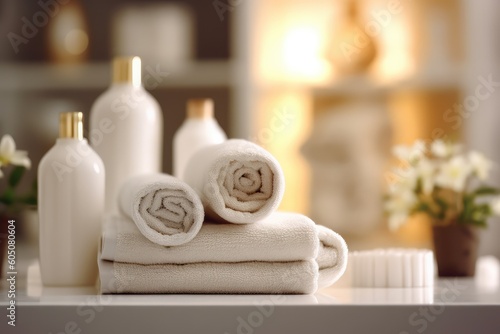 Towels and bath products in a close-up shot  macro shot - made with generative AI tools