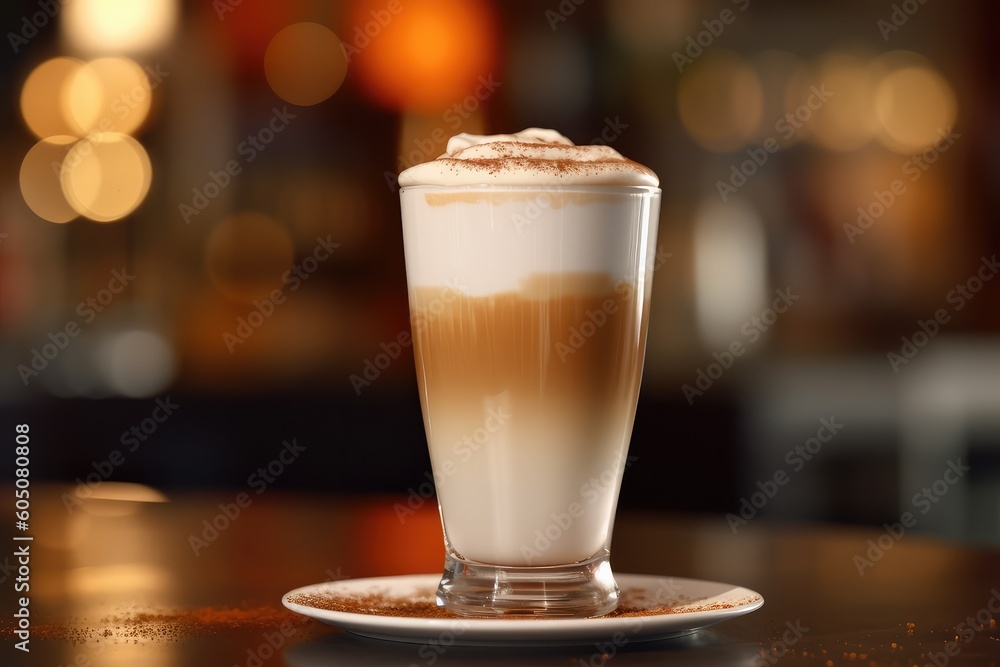 Latte Macchiato in a close-up shot, macro shot - made with generative AI tools Latte Macchiato in a close-up shot, macro shot - made with generative AI tools