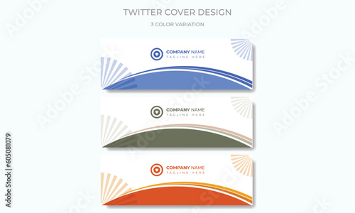 Social media cover page layout with 3 colors themes web banner template design set