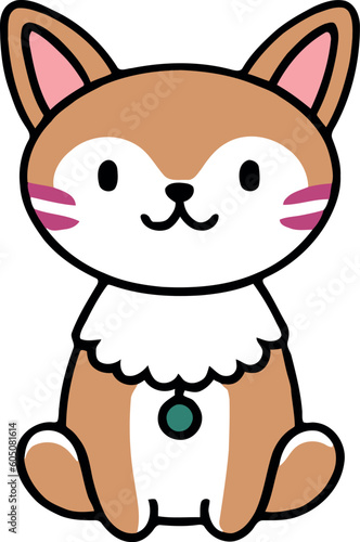 Funny cat and adorable kitten character vector design with flat color in white background suitable for sticker  cartoon and print design.