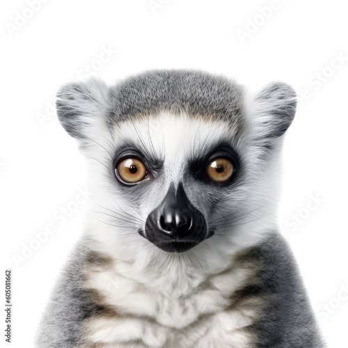 a Ring-tailed Lemur portrait, wildlife-themed, photorealistic illustrations on a transparent background cutout in PNG. generative ai © Purple Penguin GFX
