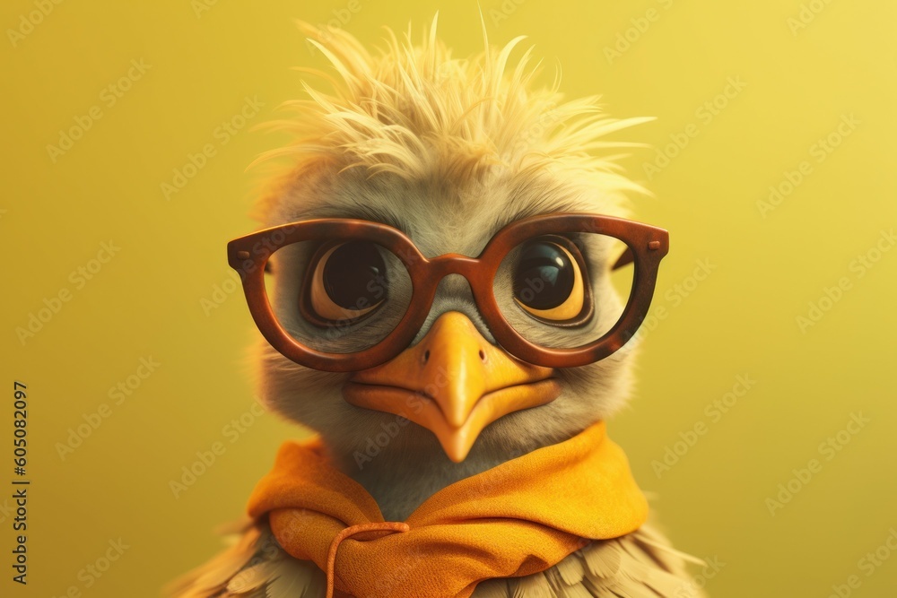 Anthropomorphic bird dressed in human clothing. humanized animal concept. AI generated, human enhanced Anthropomorphic bird dressed in human clothing. humanized animal concept. AI generated, human enhanced