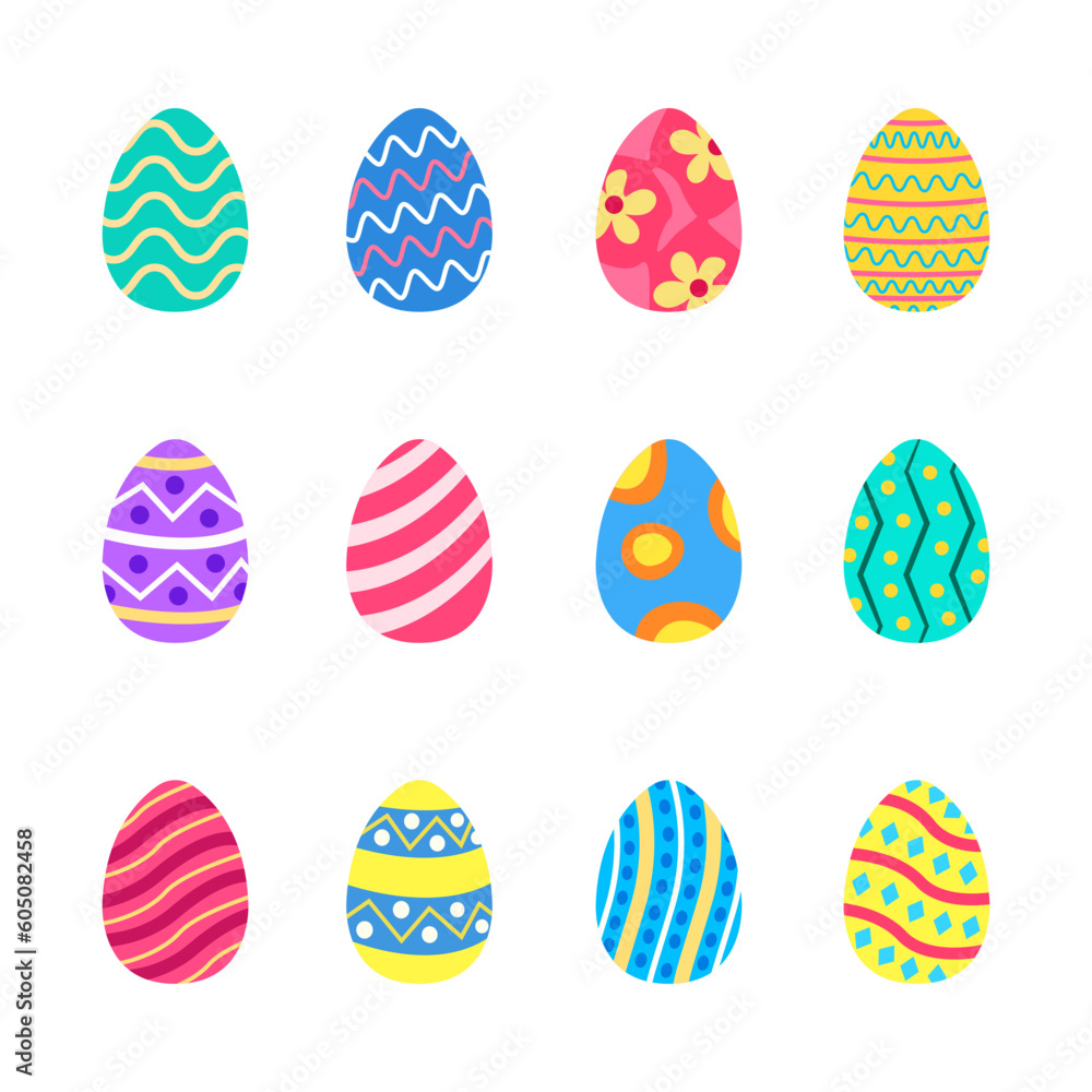 Set of easter eggs, decorative eggs vector collection