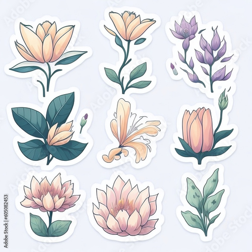 pattern with lily flowers, Sticker of lily © ภัทร สิงห์