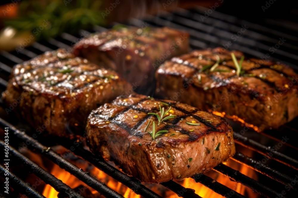 Juicy appetizing steak, selective focus. AI generated, human enhanced Juicy appetizing steak, selective focus. AI generated, human enhanced