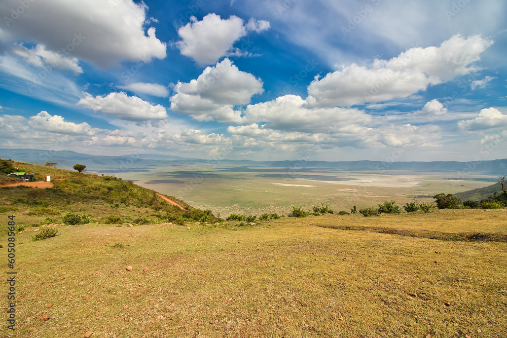 A view of the Ngorongoro crater in the afternoon, Tanzania
