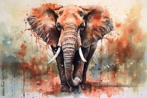 Elephant. Elephant illustration watercolor © PinkiePie