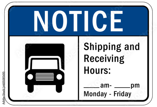 Shipping and receiving sign and labels