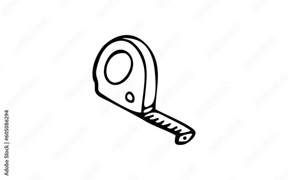 MEASURING TAPE Doodle art illustration with black and white style ...