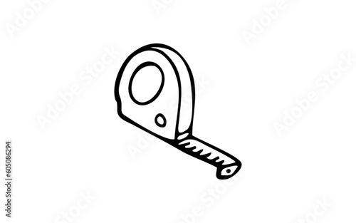 MEASURING TAPE Doodle art illustration with black and white style.