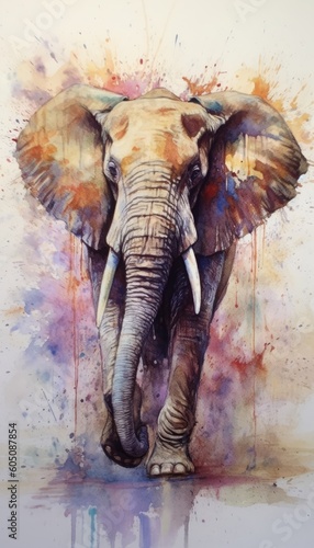 Elephant. Elephant illustration watercolor Generative AI